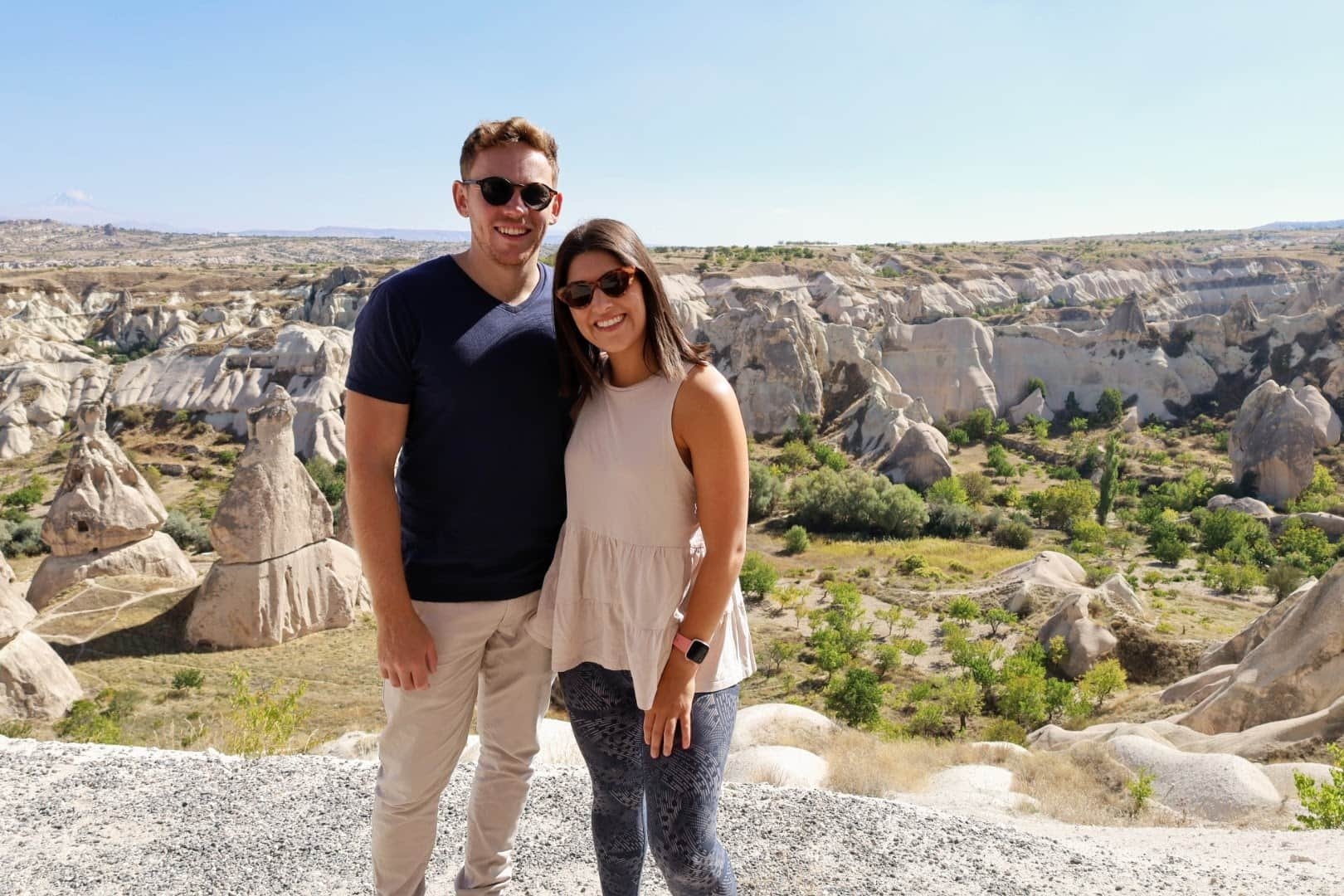 Two travel bloggers enjoying the natural landscapes of Turkey