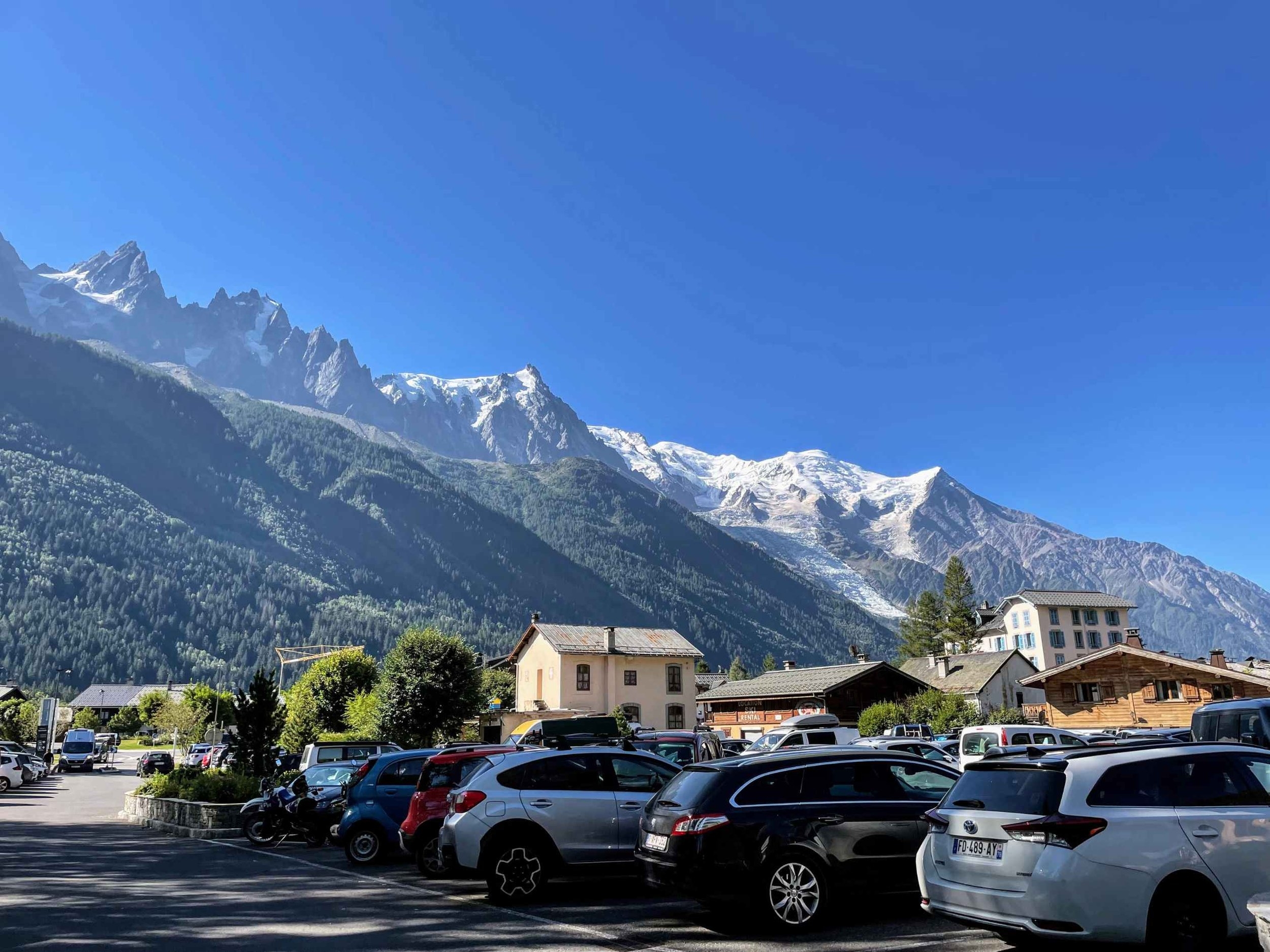 La Flégère Car Park full of cars on a summers day