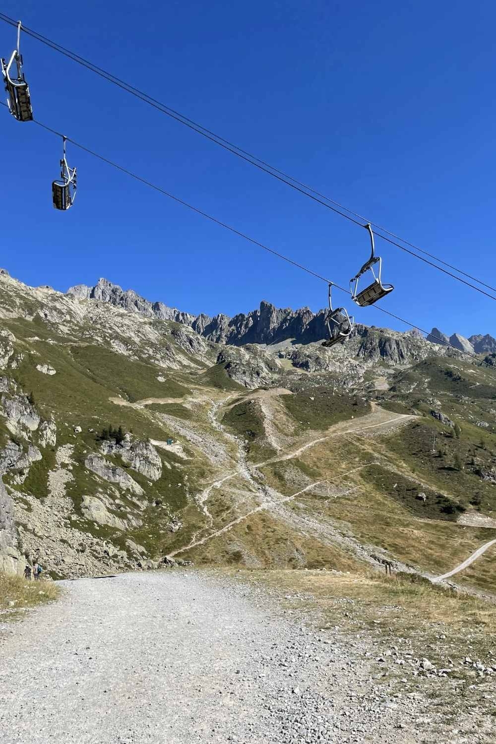 L'Index Chairlifts between La Flégère mid-station and upper station on Lac Blanc Hike.